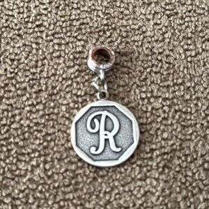 2017 Alex & Ani R initial Charm For Bracelet Silver Tone (TD)